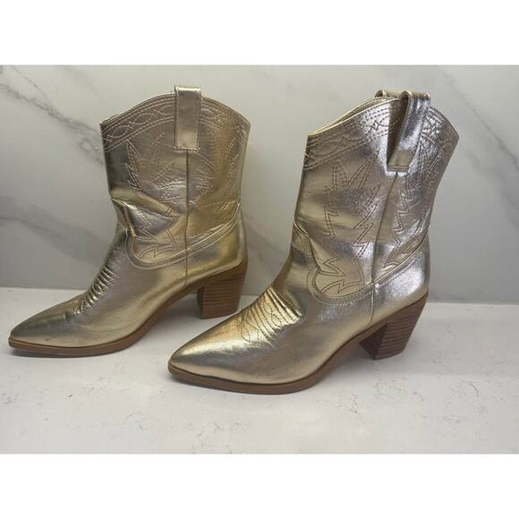 Billini Women’s Size 7 Nayli Gold Metallic Cowboy Boot - Picture 3 of 5